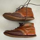 1940s 1950s Vintage Antique Baby Shoes Brown Leather High Tops Lace-up