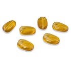 25 Golden Yellow Wavy Oval Beads - Czech Pressed Glass - Diy Jewelry Supply
