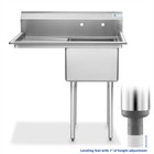 Nsf Stainless Steel 18  Single Bowl Commercial Kitchen Sink W  Left Drainboard
