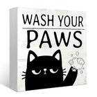  Funny Bathroom Signs cat Decor Wood Box Sign wash Basin Farmhouse Rustic Wood 