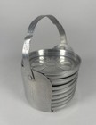 Vintage Aluminum Coasters Set Of 8 Floral Drink Coasters W  Handled Caddy