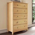 Modern Farmhouse 5 Drawer Dresser Chest Of Drawers Bedroom Solid Wood Natural