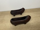 Antique Korean Mini Wooden Shoe Sculptures Hand Carved Mid Century Modern