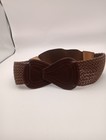 Elise M  Genuine Woven Brown Braid 3  Wide Leather Belt Elastic Back Size S l