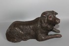 Heredities Large Cold Cast Bronze Border Collie Lying Dog Figure