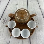 Rare  Vintage Qing Dynasty Bamboo Weave Over Porcelain Panda Tea Set Excellent 