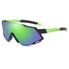 Mens Sport Sunglasses Black Green Mirror Lens Uv Blocking Cycling Eyewear Gafas