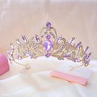 Gold   Purple Crystal Tiara Crown Women Royal Wedding Birthday Party Headpiece