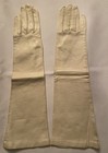 Vintage Ivory Leather Silk Lined Formal Elbow Length Gloves 15    Italy Women   s 7