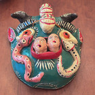 Mexican Folk Art Pottery Mask  Day Of The Dead  Diablo Devil  Snakes  Skulls   