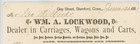 1881 Stamford Ct Carriage Dealer Invoice     Wm A Lockwood Wagons Horseshoeing
