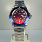 50902 Mens Pro Diver Red Dial Blue Red Bezel Stainless Steel Vectide Watch 100m