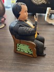 Rare Antique Cast Iron Mechanical Bank Man Sitting Movable Hand