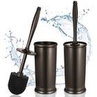 Toilet Bowl Brush Holder Set  Modern Deep Cleaning Bathroom 2 Pack Bronze