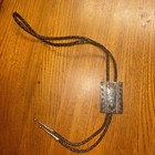Vintage Navajo Bolo Tie Sterling Silver Turquoise Coral Bennett  2 1 4 X 1 1 2
