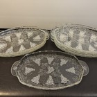 Vintage Luncheon Snack Plate Tray Clear Glass Grape Design - No Cups Set Of 6