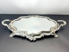 Vtg Louis Xv French Rococo Mirror Plateau Silver Metal Centerpiece Vanity Tray