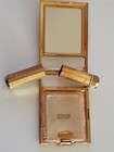 Vintage Art Deco Dubarry Richard Hudnut Tulip Goldtone Vanity Compact Box Cloth