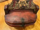 Vintage Chinese Red Lacquered Wood Wedding Bride Box Wood Basket - Beautiful 