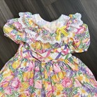 Vintage Girls Dress Circle Ruffled Floral Print Lace Pink Size 2t 3t Toddler