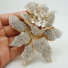 Bride Fashion Orchid Flower Clear Rhinestones Crystal  Bridesmaid Brooch Pin