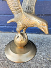 Vintage Heavy Cast Brass American Eagle Flag Pole Topper Finial 12    Patriotic