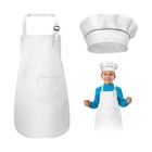 Household Children s Chef Hat And Apron Set White For Ages 7-13 D2p3