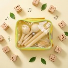 6 Pieces Wooden Percussion Set Yellow Storage Bag Children s Toys Zippered