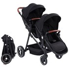 Tandem Stroller Double Bassinet Foldable Pushchair With Reversible Seat Grey