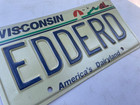 1998 Wisconsin Vanity License Plate Edderd Eddde Road Rd Blue Letters