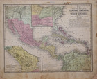 Antique 1853 Map   Mexico  Central America   West Indies By T  Cowperthwait