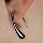 Modern Water Drop Pendant Hoop Earrings  Sterling Silver