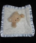 Baby Dumpling Teddy Bear Security Blanket Lovey White Blue Satin Striped Ears