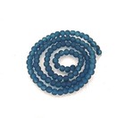 100 Czech Frosted Sea Glass Round   Rocaille Beads - Matte - Marine   Azure 4mm 