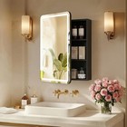 Lighted Medicine Cabinet With Mirror   Led Lights Wall Cabinet W storage 29 92in