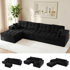 Maxyoyo Oversize  L u-shaped Modular Sofa  Corduroy Boneless Couch With Ottoman