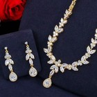 Gold Crystal Bridal Jewelry Set Wedding Necklace Earrings Bracelet Luxury Gift