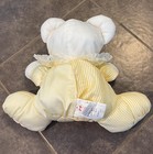 Vintage 1988 Fisher Price Puffalump Bear Yellow Stripes Rattle Bib Plush Stuffed