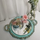 Yash Yanizu Decorative Mirror Tray  Round With Handles  Organizer For Perfume   