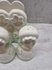 Vintage Sunbonnet Sue Salt   Pepper Shakers Napkin Holder Set Mint Green Ceramic