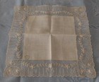 Nwt Desco Vintage Net Lace Wedding Hanky Needle Run Floral Ecru Linen