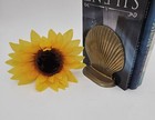  2  Vintage Solid Brass Seashell Clam Bookends Heavyweight Nautical Decor 5 x 5 