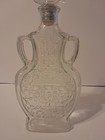 Vintage Clear Glass Decanter Bottle W  Stopper Embossed Floral Handles Sb-53