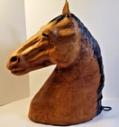 Vintage 12 h Leather Wrapped Horse Head Bust Statue sculpture wall Art Handmade