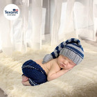 Newborn Baby Photo Shoot Props Girl Boy Crochet Knit Hat Costume Stripe Hat Pant