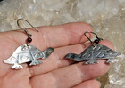 Sterling Turtles    Garnet Bead Earrings By Woods  Handcrafted 