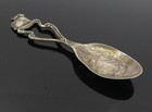 925 Sterling Silver  Vintage Antique Oxidized Rabbit Decorative Spoon  Tr1360