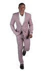 Slim Fit 2 Button Mens Suit Tweed Dusty Pink Notch Lapel Flat Front Pants Azar