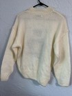 Vintage 90s Doubloons Football Teddybear Chunky Knit Cream Sweater Sz M Pullover