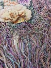 Antique Early 1900s Silk Piano Shawl Watercolor Flower Power Woven Fringe